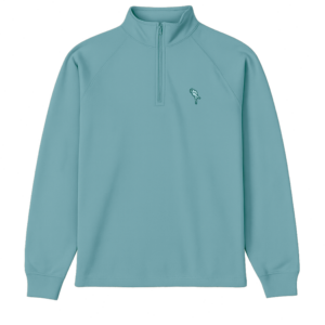 SE3245 - Raglan 1/4 Zip Mockneck - Embroidered Tonal Parrot